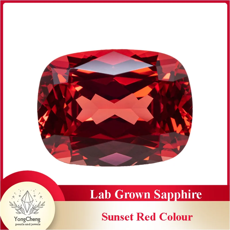 

Top Lab Grown Sapphire Sunset Red Rectangular Cushion Shape VVS1 Gemstone Charms DIY for Jewel Making Selectable AGL Certificate