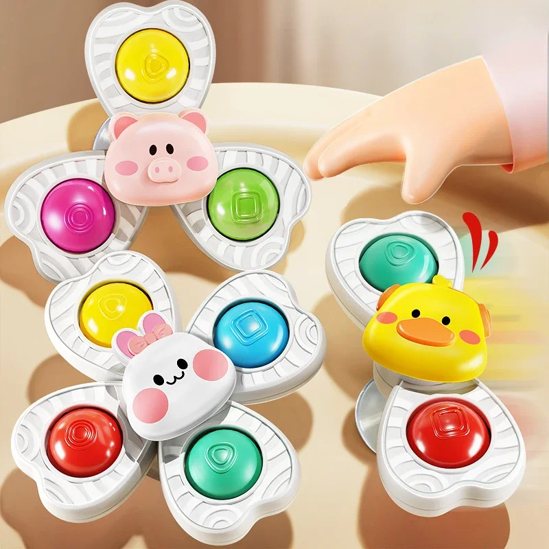Bath Spinning Toys Children Baby Sucker Montessori Education Rotating 3 Years Bathroom Toys for Toddler Infant Toys for Baby