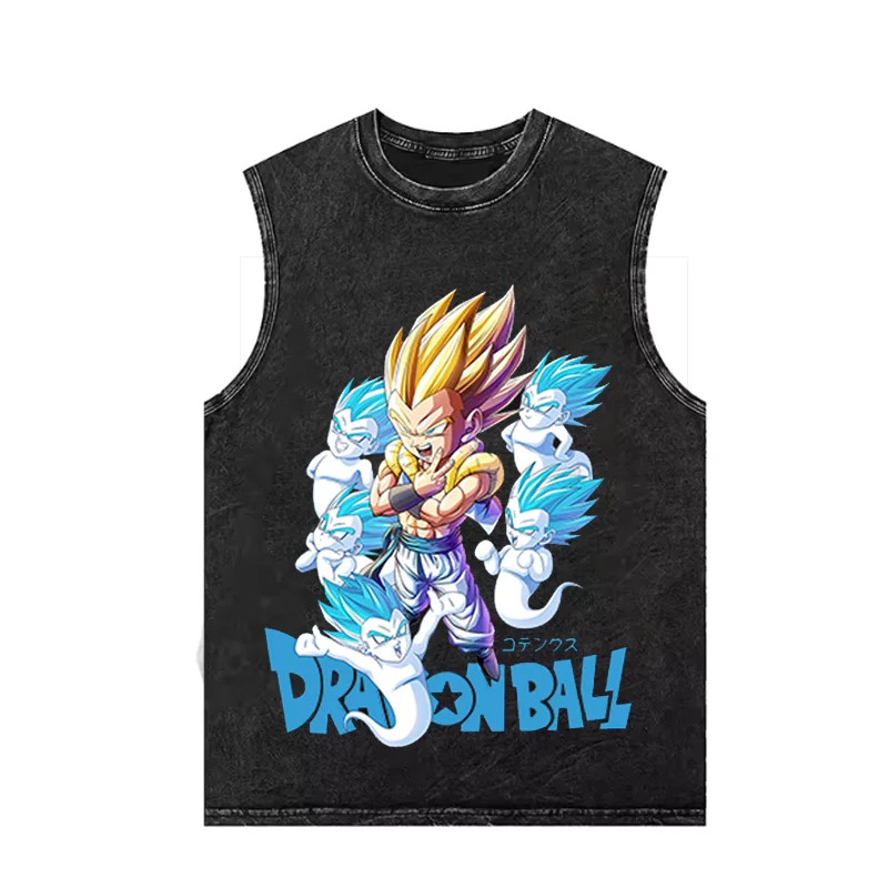 

Men's Sleeveless Shirt Dragon Ball Anime Printed Vintage Washed Vest Gym T Shirts Y2k Clothes Oversized Woman's Tank Tops Summer