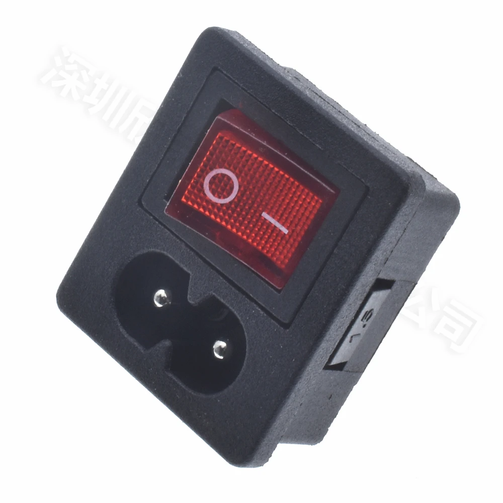 5pcs AC 2.5A250V IEC 320 C8 Power Cord Inlet Socket receptacle With ON-OFF Can be installed Rocker Switch for Computer Amplifier