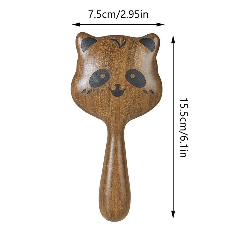 Cartoon Tiger Panda Sandalwood Massage Comb Meridian Blood Dredging Massage Care Scalp Anti-Hair Loss Hairdressing Tool