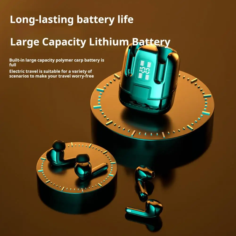 Bluetooth-compatible Wireless Earphones LED Display Stereo Sound Noise Cancelling Waterproof Head Earbuds Touch Control Headset