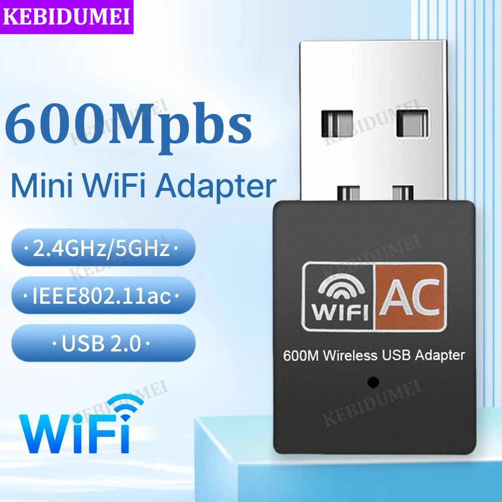 USB WiFi Adapter 600Mbps Wireless Network Card Wi-Fi Adaptor Dual Band 2.4G 5GHz WiFi LAN Card USB Dongle for PC Desktop Laptop