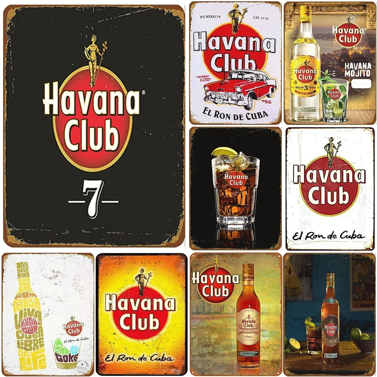 

Havana Club Metal Tin Signs Plaque Wall Decoration Vintage Art Posters Iron Painting for Man Cave Home Cafe Garden Club Bar Pub