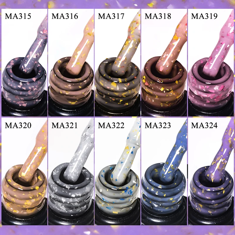 Description Picture 3 of itemMEET ACROSS 7ml Gold Blue Foil Glitter Rubber Base Gel Self-leveling Semi Permanent Soak Off UV LED Gel Varnish Top Coat Manicur