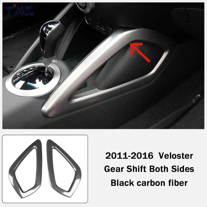 Gear Shift Panel Trim Sticker For Hyundai Veloster 2011-2016 Carbon Fiber Red Wood Grain Console Side Cover Interior Accessories