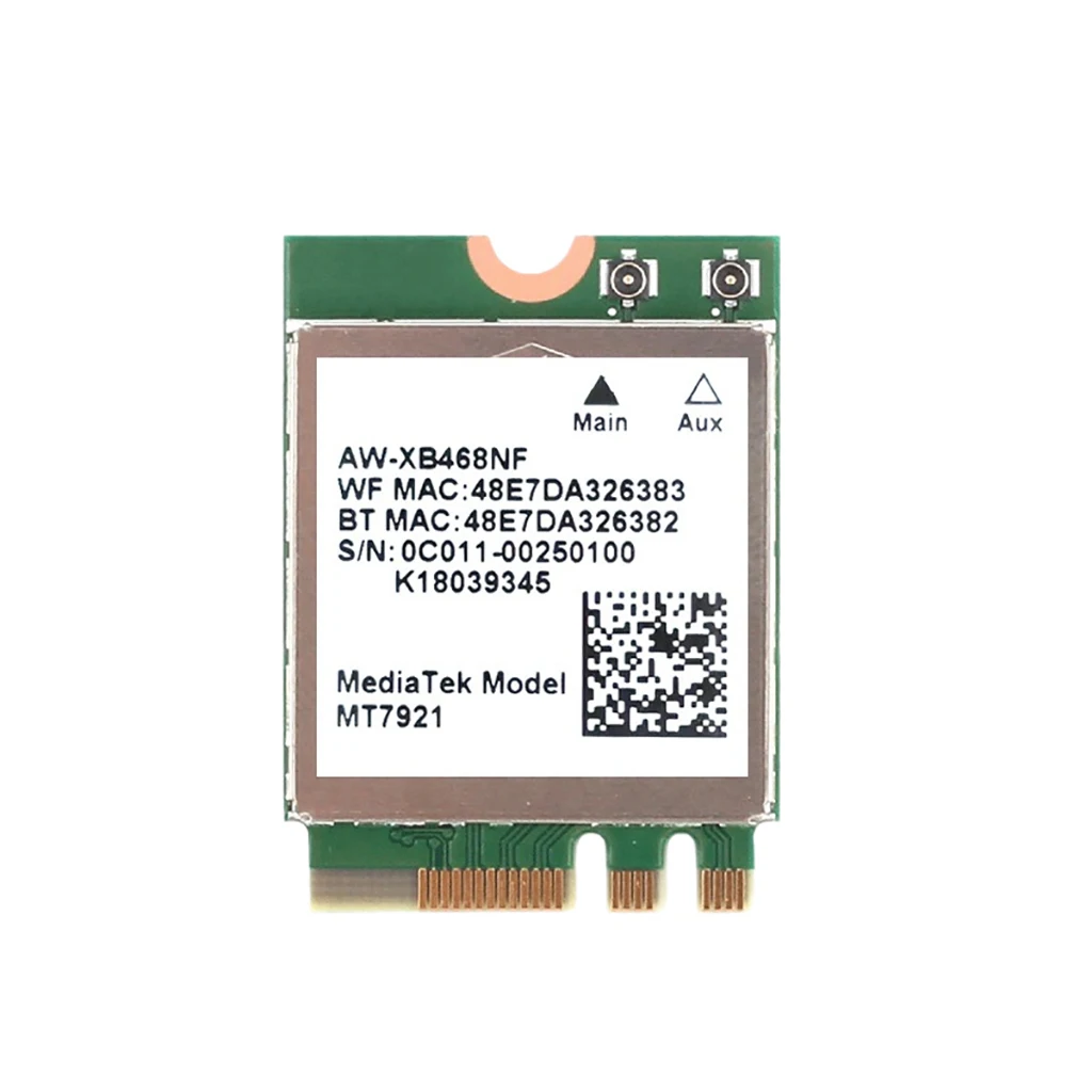 

Wi-Fi6 MT7921 M.2 для беспроводной LAN-карты NGFF 2400 Мбит/с Bluetooth-совместимый сетевой адаптер 5,2. 11AX с поддержкой Win10 Win11