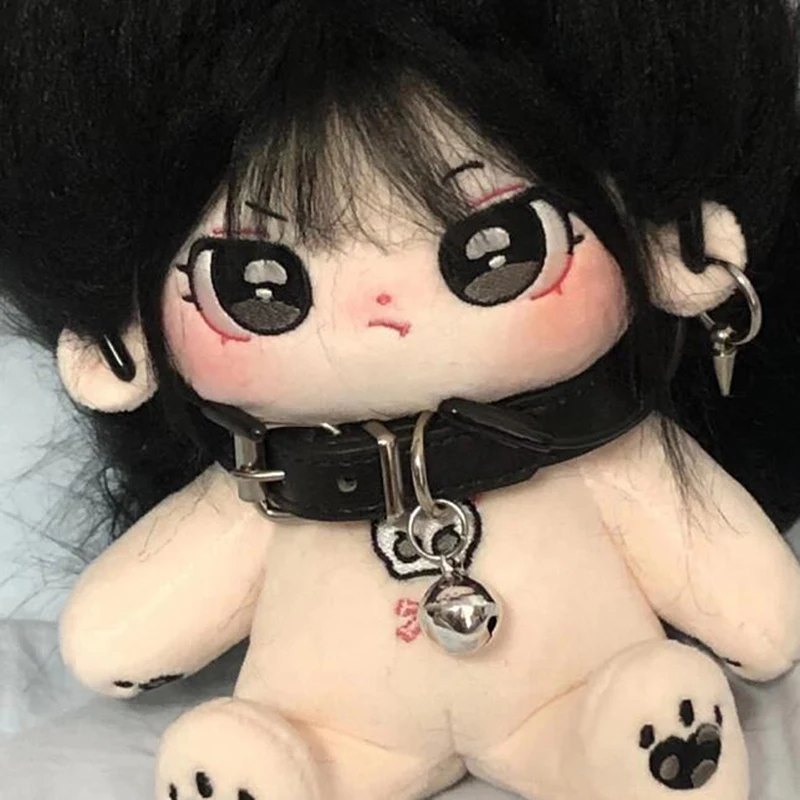 

New 1Pc Black/White 20cm Cotton Doll Leather Collar Bell Star Idol Doll Accessories Photo Props For Doll ornaments