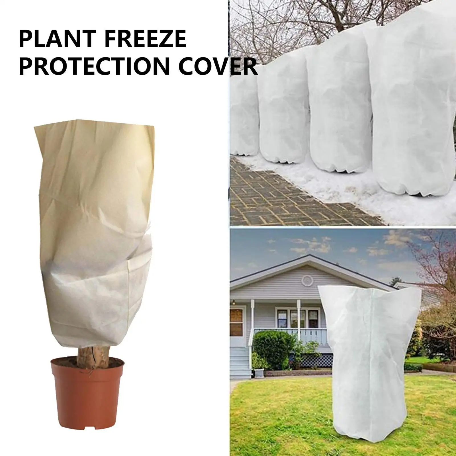 

Winter Plant Cover Non-woven fabric Anti Freezing Bag In Outdoor Yard Vegetation Anti-Frost Bag with Drawstring Zipper Design
