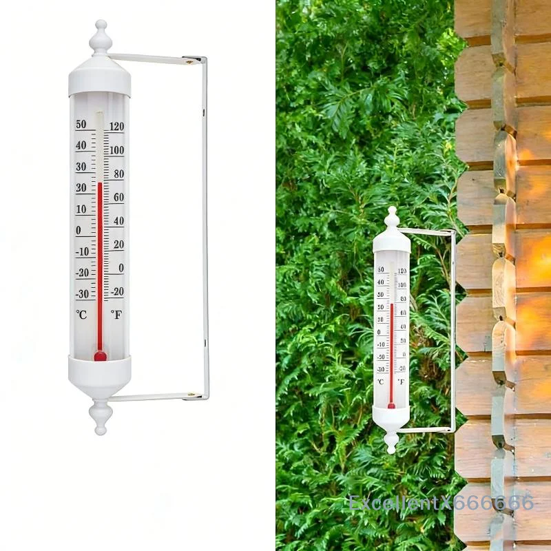 Decorative Outside Thermometer Waterproof Wall Mounted Clear Display Temperature Meter for Home Balcony Garden Yard