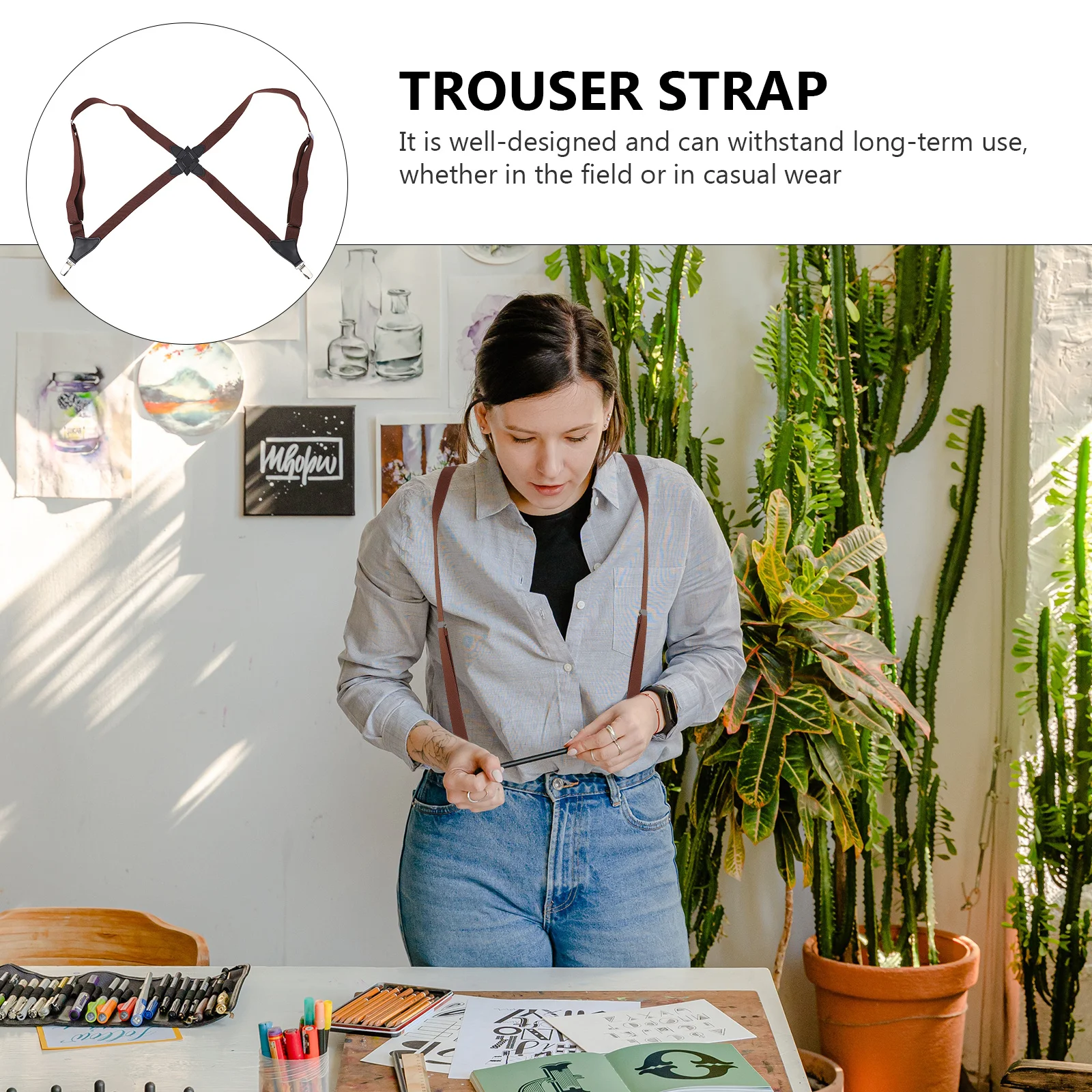 

Unisex Clip-on Suspender Adjustable Trouser Strap Fashionable Durable for Jeans Trousers Perfect for Daily Wear