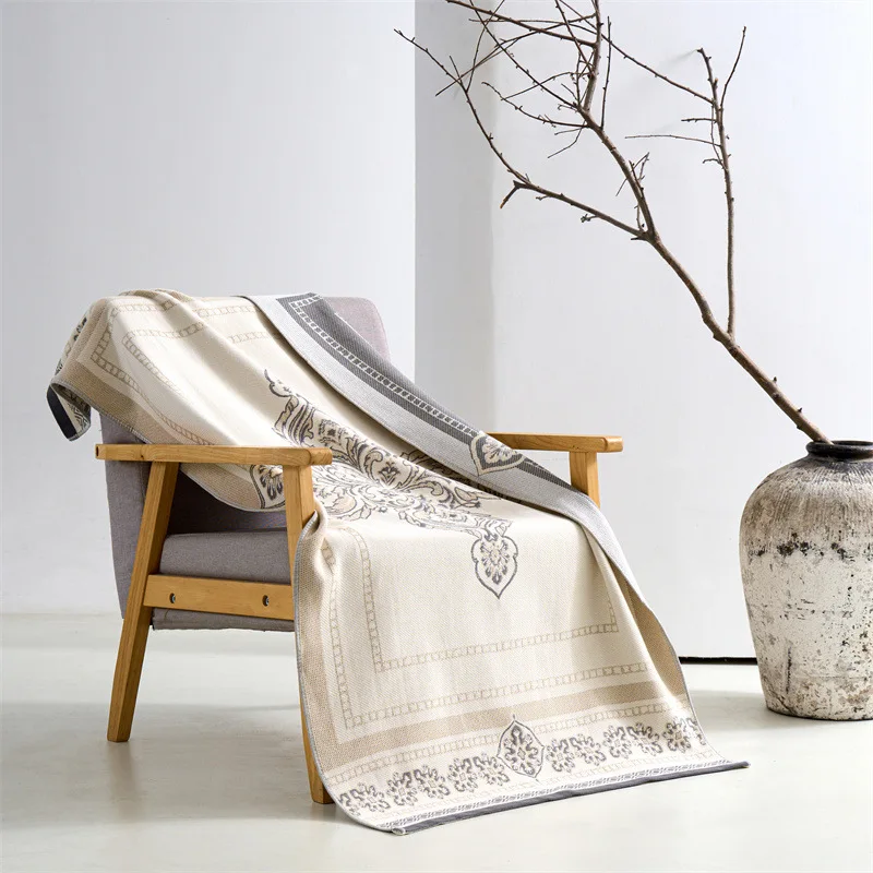 

Customizable cotton bohemian minimalist bath towel sofa towel knitted office blanket