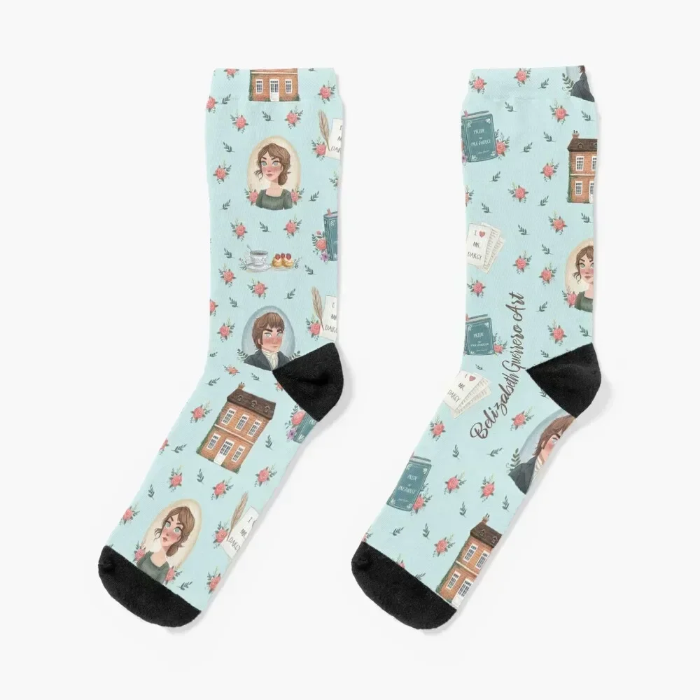 Pride and Prejudice - Jane Austen Inspiration Socks floral custom sports moving stockings Women Socks Men's