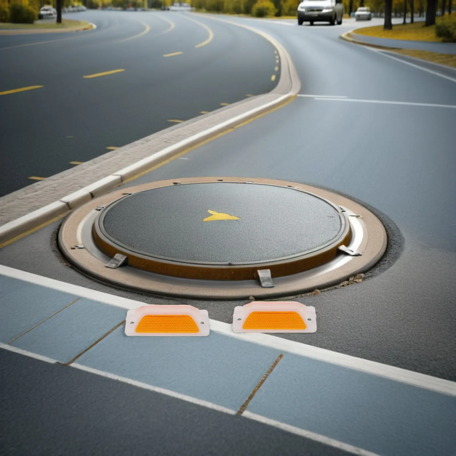 8Pcs Plastic Driveway Reflectors on Posts Impact Resistant Reflective Road Markers for Street Warning Sidewalk Highway Guardrail