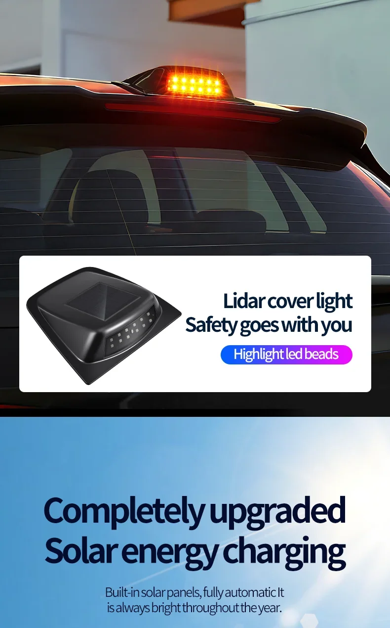 Solar-LED-Dachdekorationsleuchte für Autos, kabellose blinkende Navigationsleuchte, Sicherheitswarnleuchte gegen Rückfahrtunfälle – Detail 3