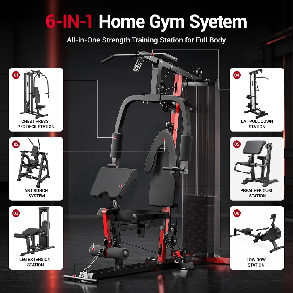 Home Gym System with 160LB Weight Stack, Multifunctional All-in-One Workout Station