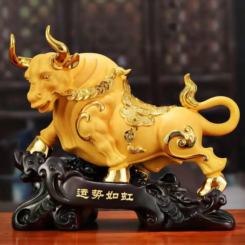 Good Luck Zodiac Ox Craft Decoration, Chinese Style Home Decor for Bedroom, Office, Grand Opening & Housewarming Gift