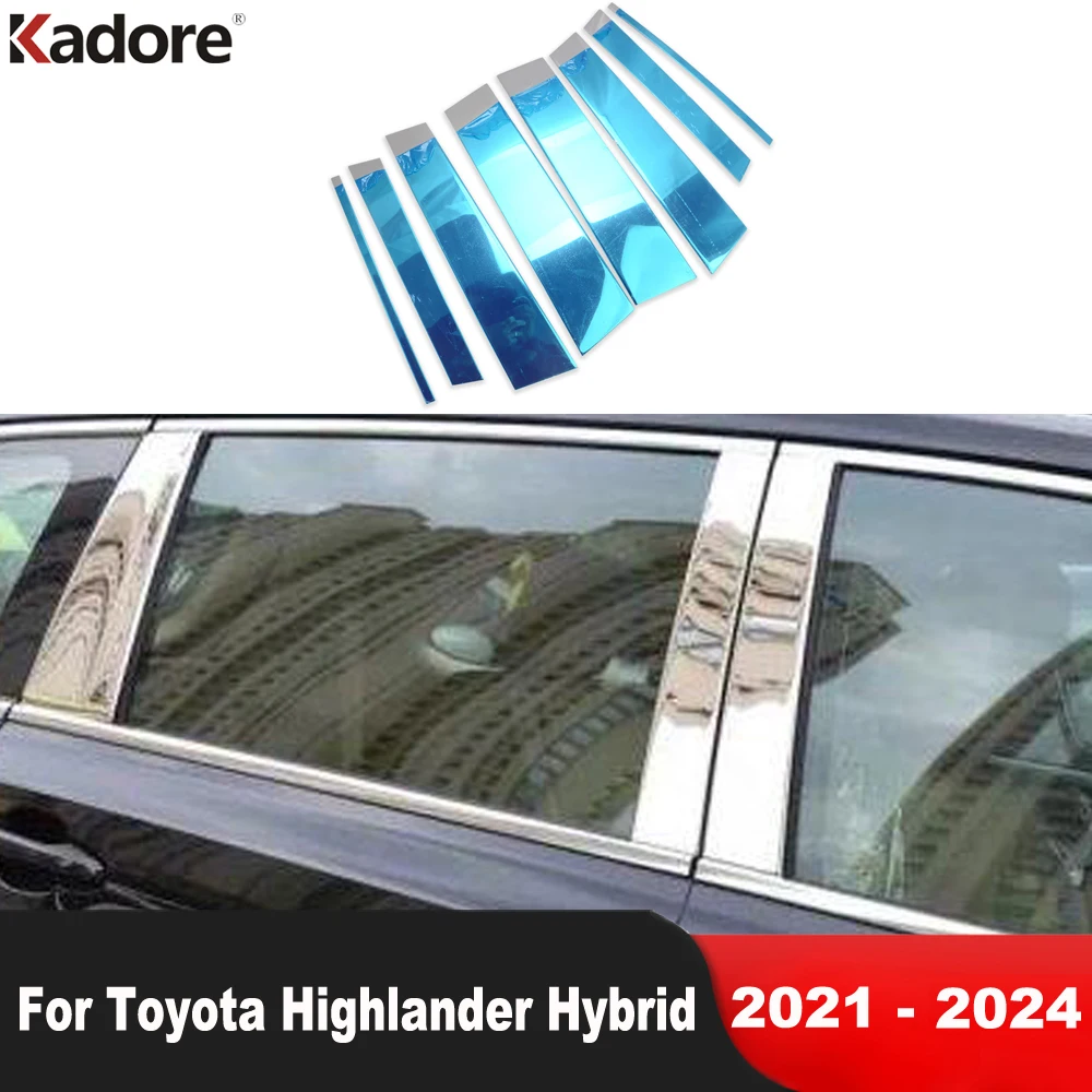 

Window Center Pillar Cover Trim Post Strip For Toyota Highlander XU70 Kluger Hybrid 2021 2022 2023 2024 Steel Car Accessories
