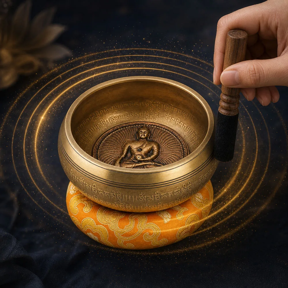 11cm Tibetan Nepal Buddhist Singing Bowl Handmade Brass Chime Meditation Sound Healing Percussion Instruments Ornaments