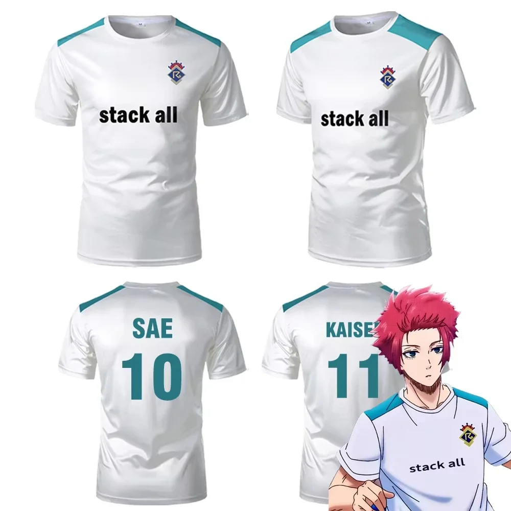 Japanische Anime Cosplay Fußball Tops Kaiser Rin T-Shirts Unisex Sweatshirts T-Shirt Custom Blue Lock SAE Jersey Re Al Uniformen