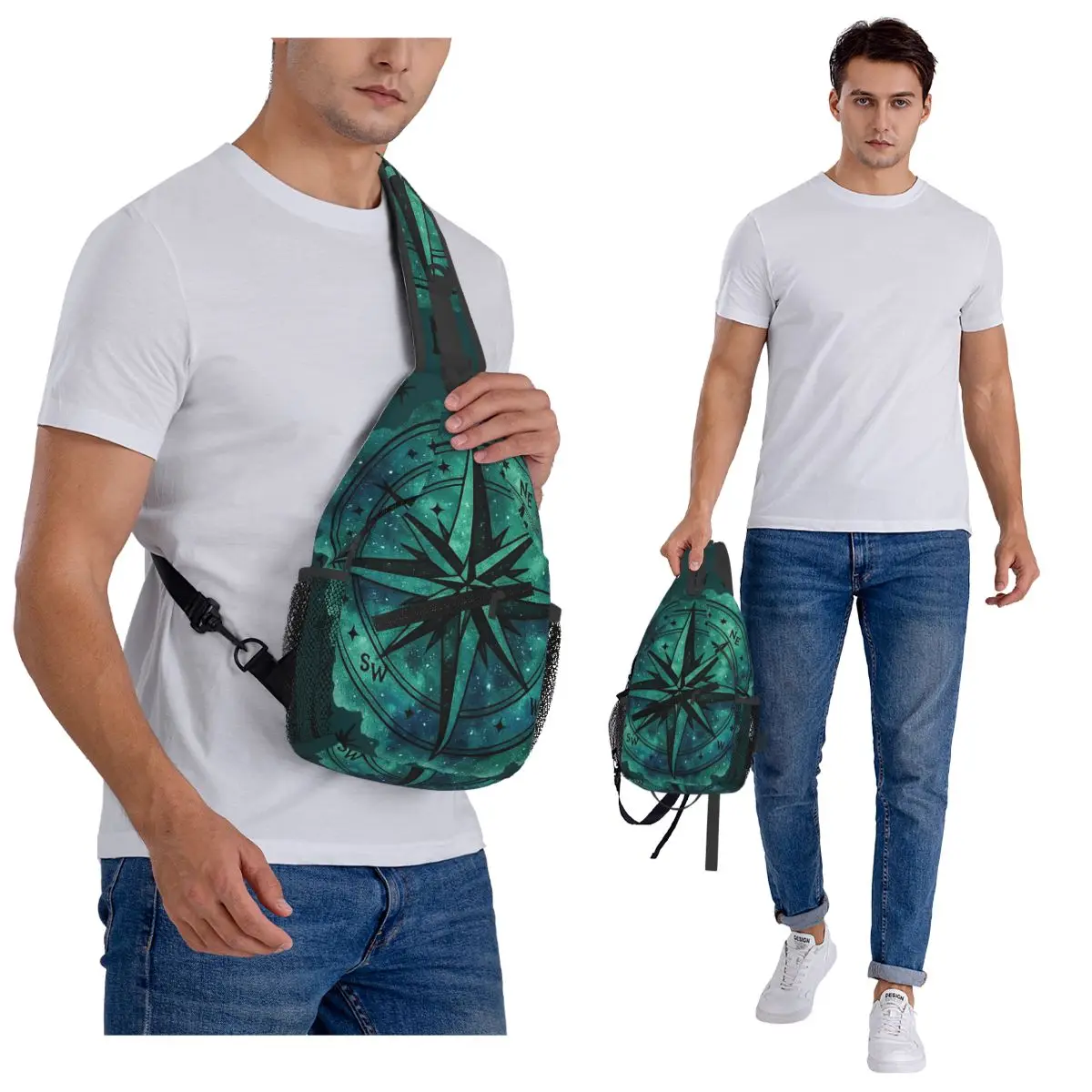 البوصلة الملاح من النجوم حقيبة الصدر الرجال حبال Crossbody على ظهره حقيبة الصدر السفر المشي لمسافات طويلة Daypack حقيبة الكتف