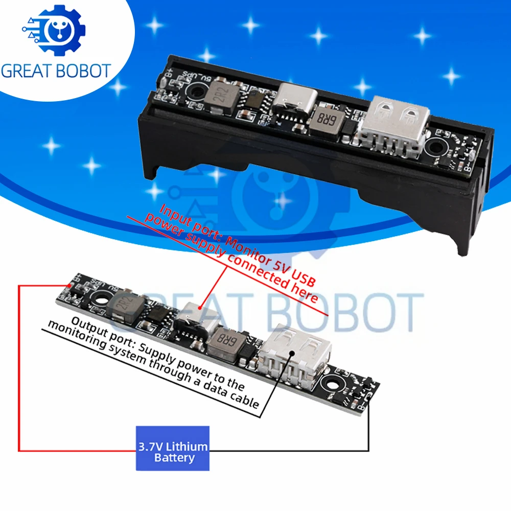 DC 5V 18650 Charger Board DC-DC Step-Up Booster UPS Uninterrupted Backup Power Module