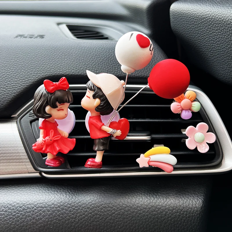 Design Accessories Dashboard Rearview Mirror Balloon Couple Decoration Car Interior Cartoon Decorations