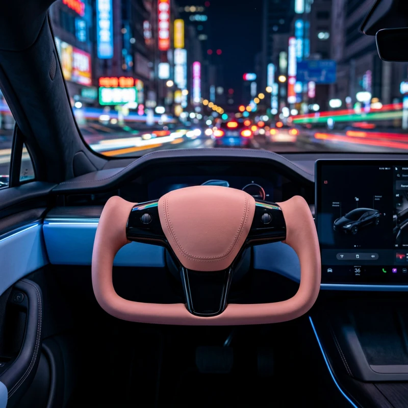 

For the New Model Y Featuring a Refreshed Yoke Style Steering Wheel Carbon Fiber Leather Steering Wheel, FactoryDirectSale