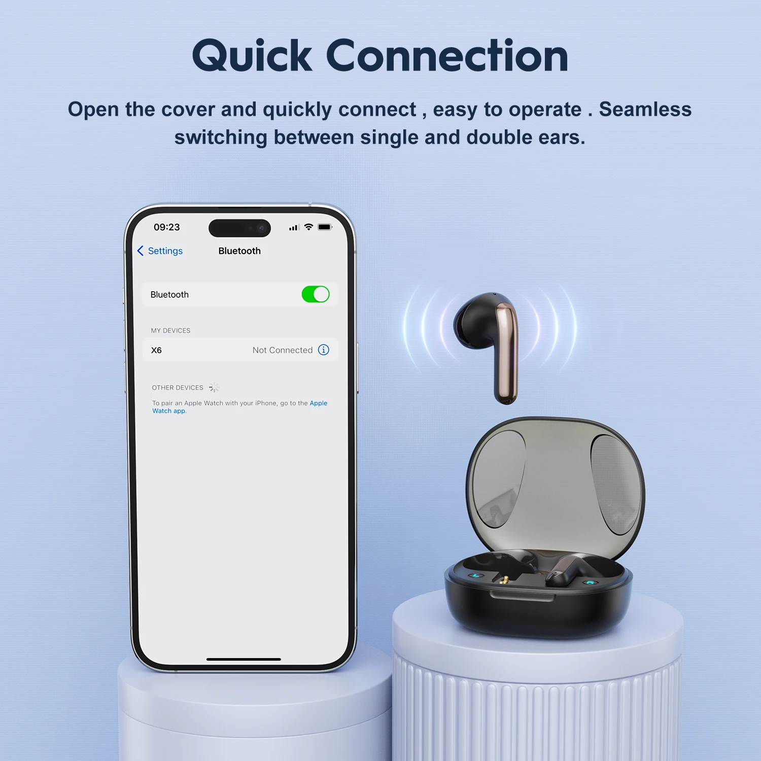 سماعات Bee X6 بلوتوث ، V5.3 TWS ، سماعة رأس لاسلكية ، لعبة ، سماعات رأس موسيقية مع مقصورة بطارية ، سماعات أذن صغيرة ، سماعات أذن ، جديدة