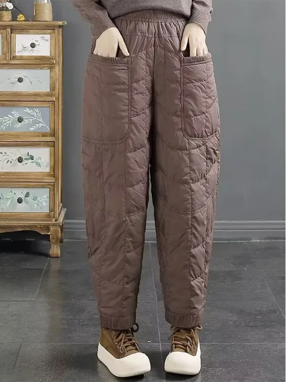 Inverno caldo nuovo arrivo colore diamante modello pantaloni di cotone Thiened sciolto casual da donna antivento artistico retrò