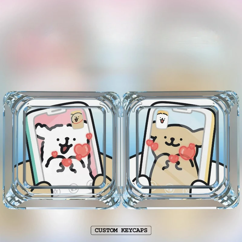 

Original Cute Puppy Anime Artisan Key Cap Dog Point Custom Cartoon Transparent Personality Keycaps for Mechanical Keyboard Gift