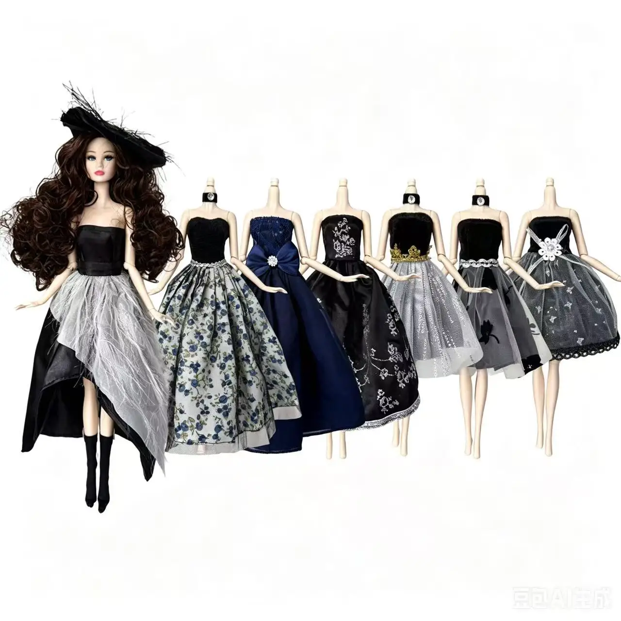 

Fashion Supermodel Doll Clothes Set 2/3pcs Elegant Black Dress Party Dresses for Barbie Doll Dress-Up Accessories