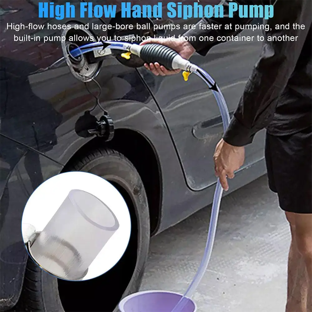 Car Emergency Fuel Extractor Universal Siphon Hose Car Fuel Tank Sucker Oil Transfer Car Manual Self-priming Fuel Pump Syphon