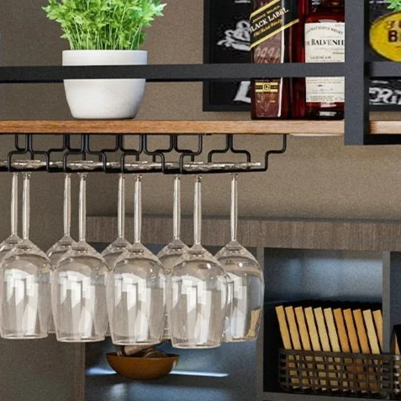 Luxury Modern Bar Cabinet for Wine and Liquor Storage, Multifunctional Mini Hanging Cellar for Kitchen