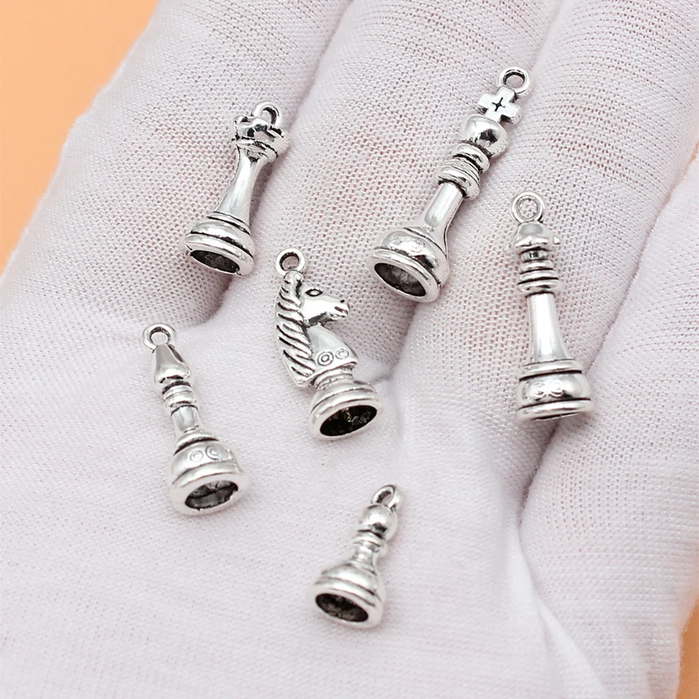 International Chess Charms Handmade Earrings Jewelry Making Supplies 6pcs/set