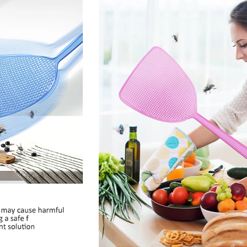 5Pcs Durable Plastic Fly Swatter, Large Size Heavy Duty Mosquito Bug Swatter, Indoor Household Kitchen Pest Control Bug Killing