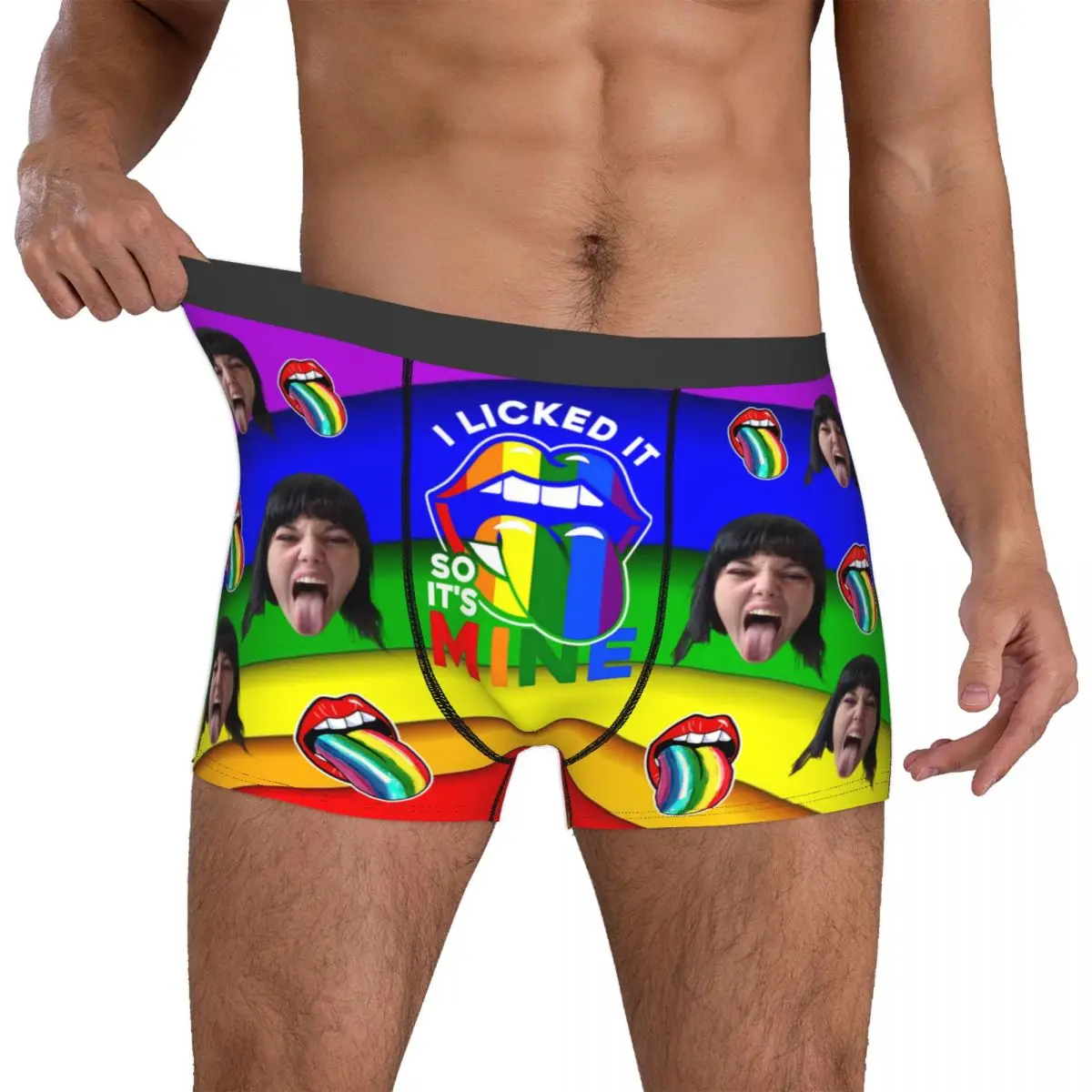 Personalized I Licked It So It's Mine LBGT Pride Gift Underwear Face Photo Boxer Shorts Panties Custom Underpants Gifts For Him