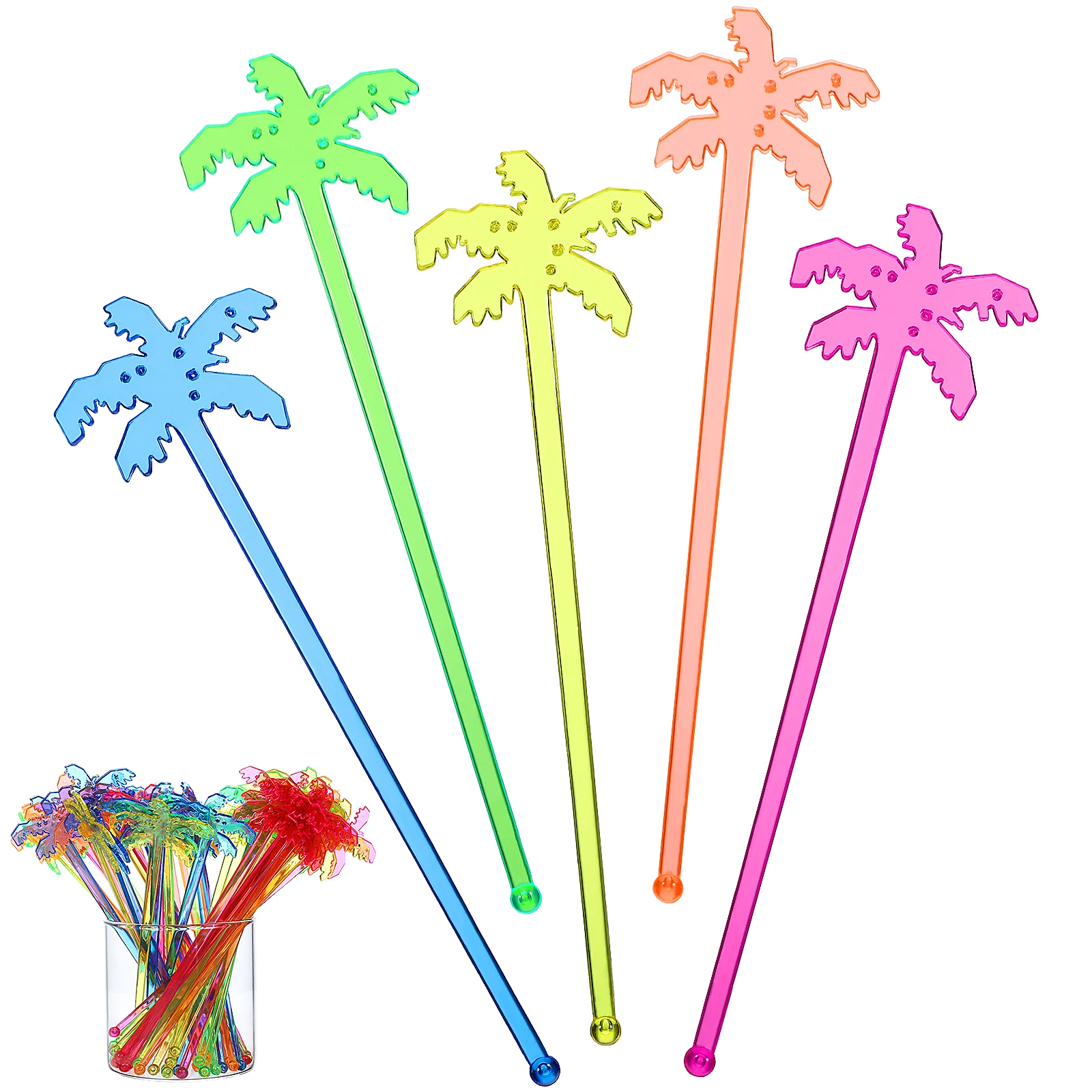 

150 Pcs Coconut Tree Stirring Sticks Multicolor Bar Tools Cocktail Juicer Coffee Milk Stirrers Home Party Bartending