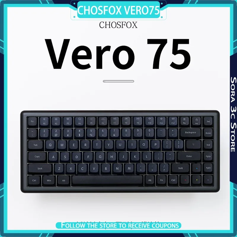 CHOSFOX Vero75 Low Axis Mechanical Keyboard Support QMK/VIA 84 Key Wired/Tri Mode Customized Hot Swappable RGB Office Keyboard