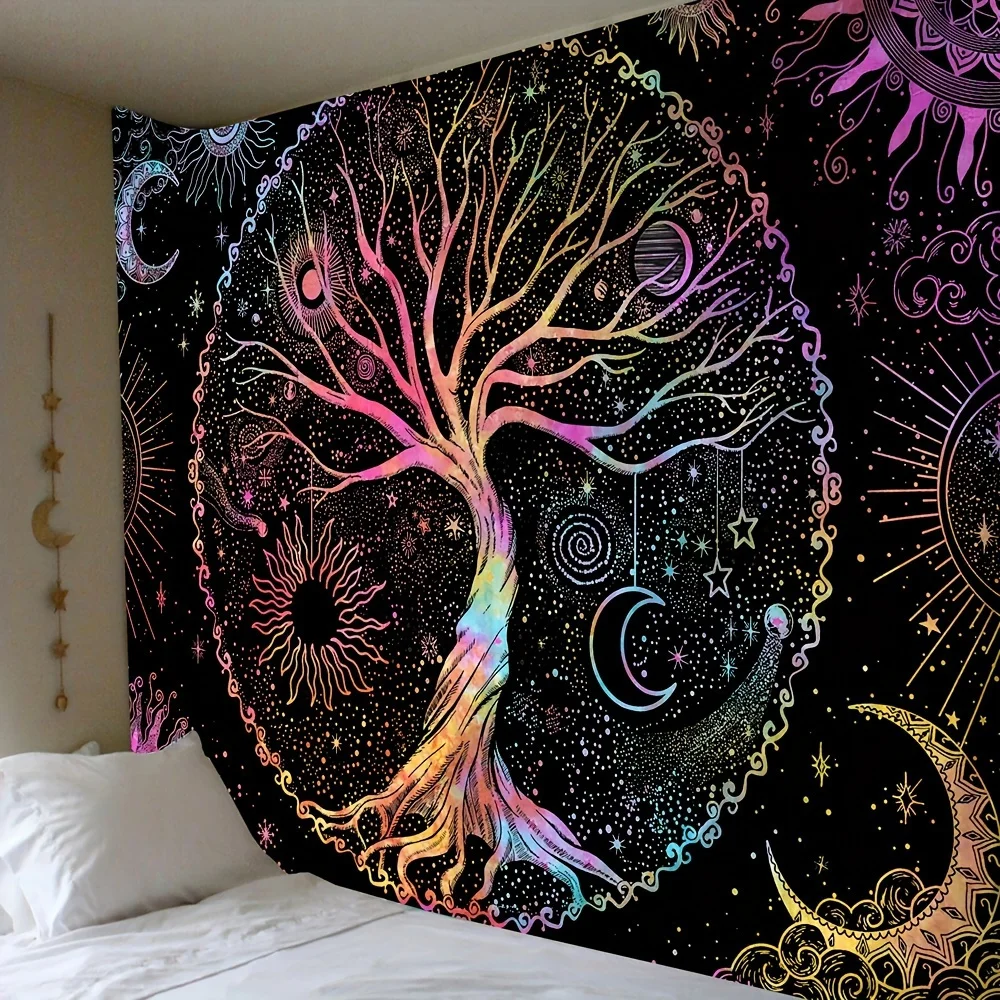 Árbol  la Vida Misterioso y Colorido para Sala  Estar, Dormitorio o Fiestas - Sin Necesidad  Kit  Instalación - Regalo I