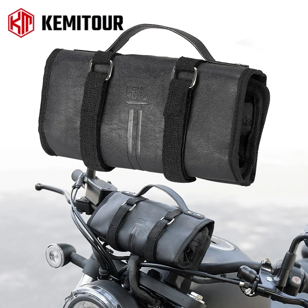 

Мотоциклетная сумка-органайзер для инструментов, кожаный чехол для хранения инструментов, универсальный для Yamaha, Honda, BMW