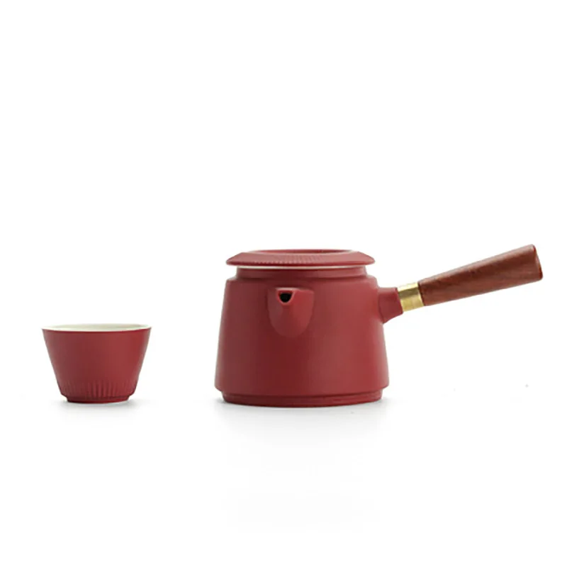 Household Travel Teaware Ceramic Kungfu Tea Set,Porcelain Teapot, Tea Filter for Red Wedding, Newlywed Souvenir Gifts