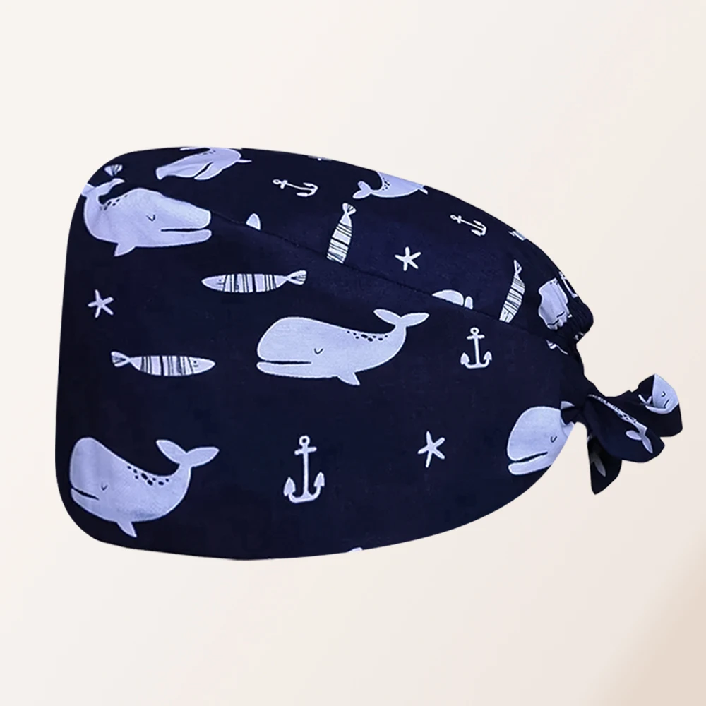 Adjustable Elastic Medical Surgical Hats Print Doctors Men and Women Nurse Operating Room Caps Pet Nursing Head Cap Scrub Caps