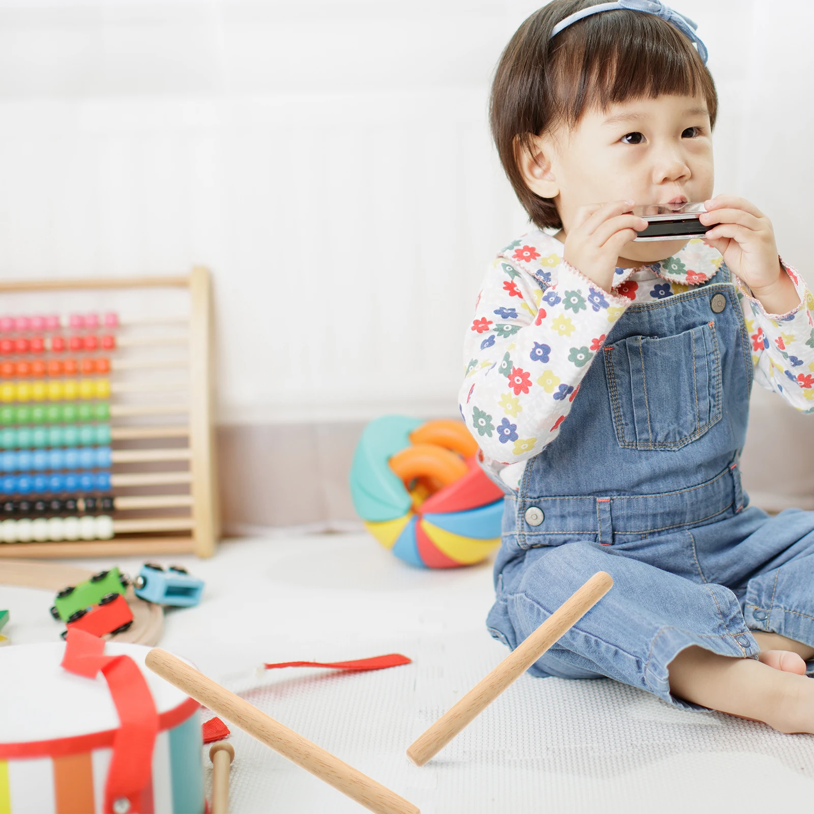 قطعتان من الوسائل التعليمية للموسيقى، عصي الإيقاع، عصا الطبل، ألعاب خشبية للأطفال الصغار #5