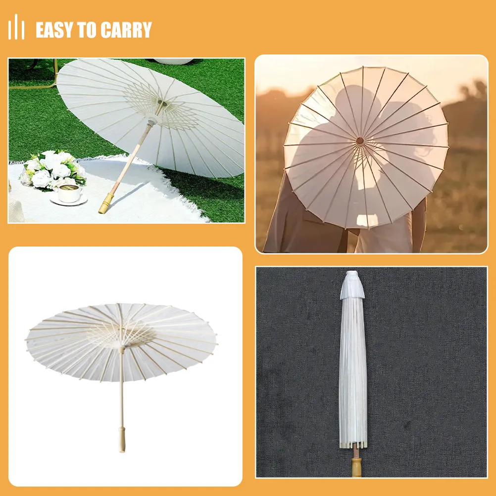 White Paper Parasol Umbrella Wedding Decoration Outdoor Event Shade Prop Elegant Vintage Style Chinese Japanese Inspired view 5