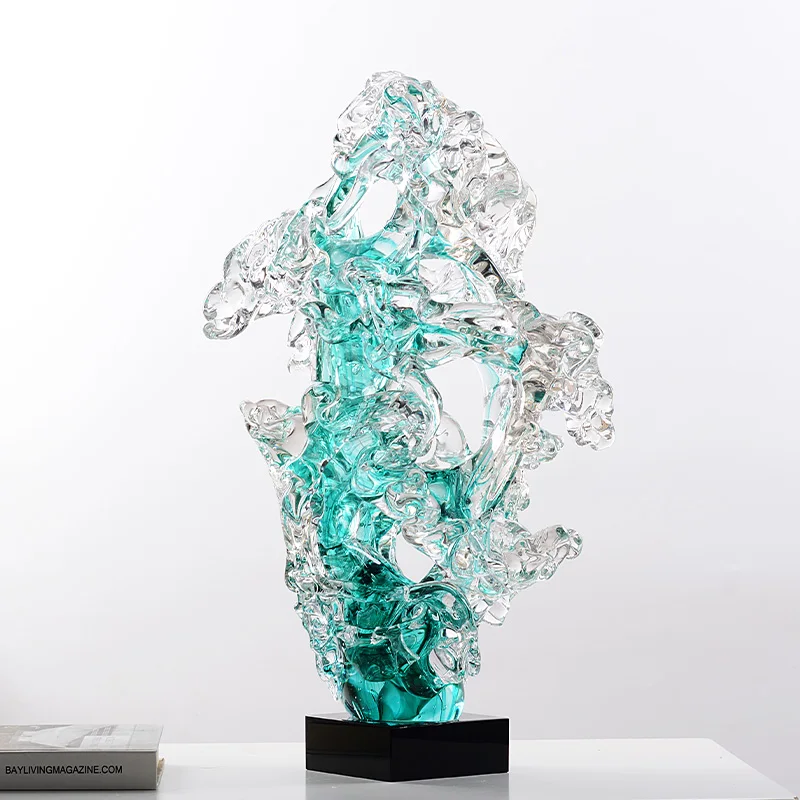 زخرفة حجر Taihu المزجج، فاخرة خفيفة وإحساس راقي، غرفة معيشة، تجريدية، سرير فيلا وإفطار #3