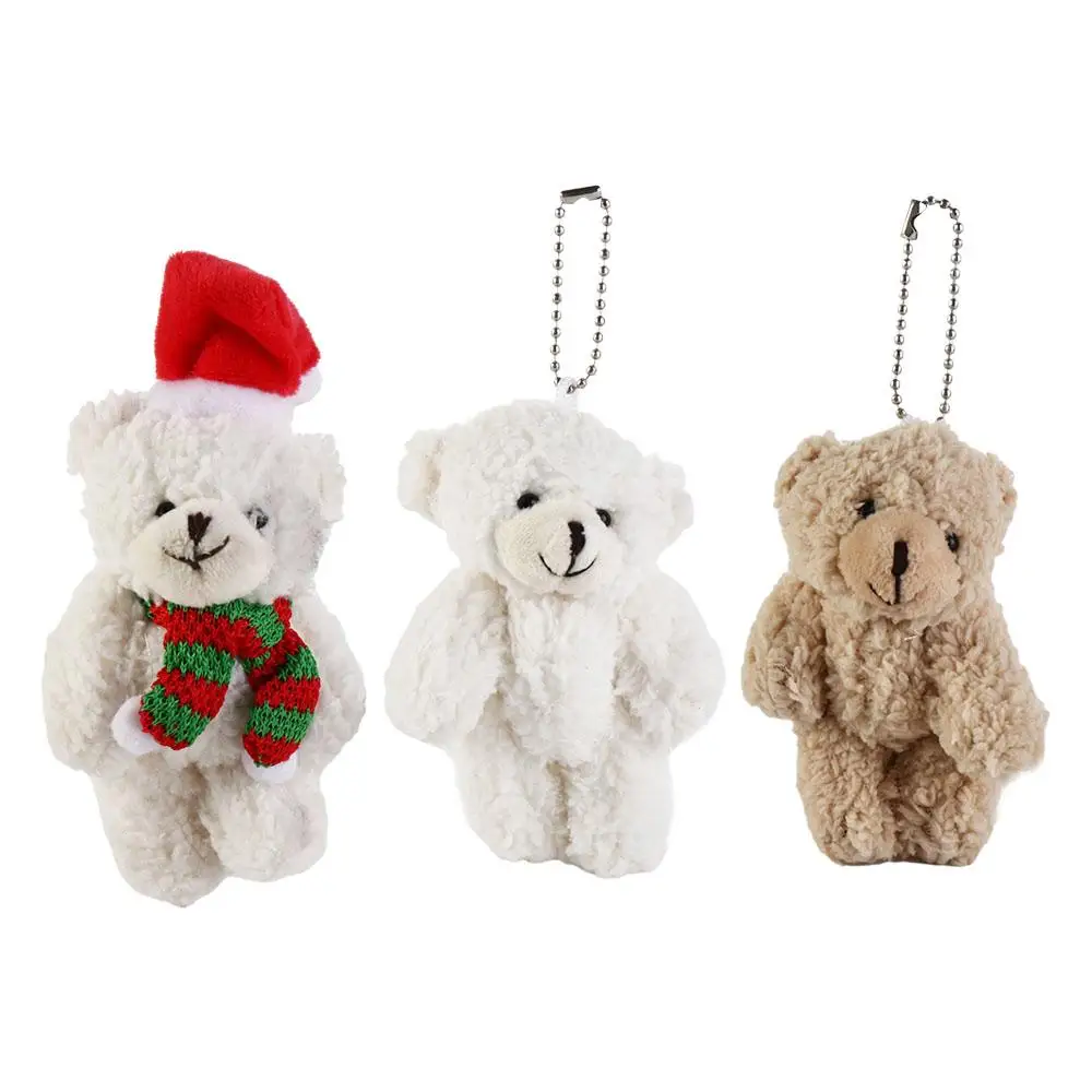 Bear Scarf Flower Christmas Plush Bear Soft Plush Christmas Bear Doll Cartoon Cute Christmas Bear Plush Pendant Couple