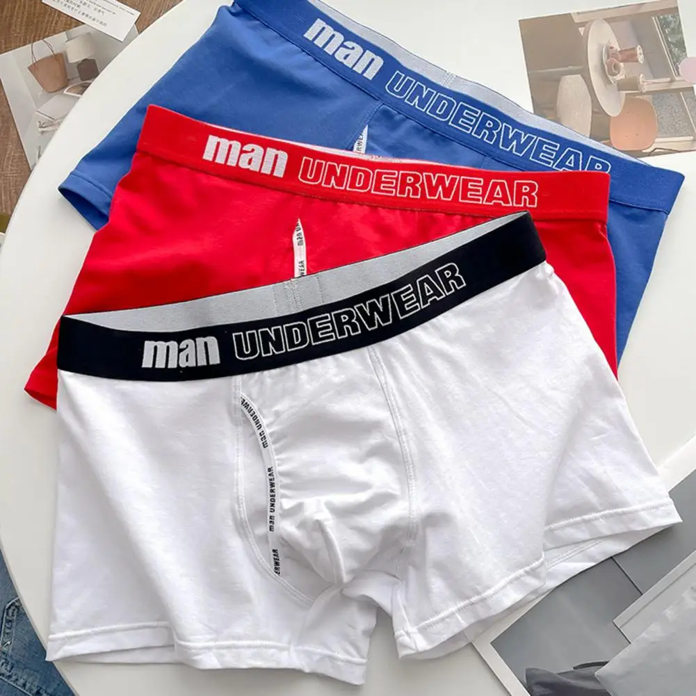 

Men Boxer Briefs 3pcs Men's Boxer Underwear Set with Mid-rise Elastic Waistband Letter Print Patchwork Color Shorts for Daily