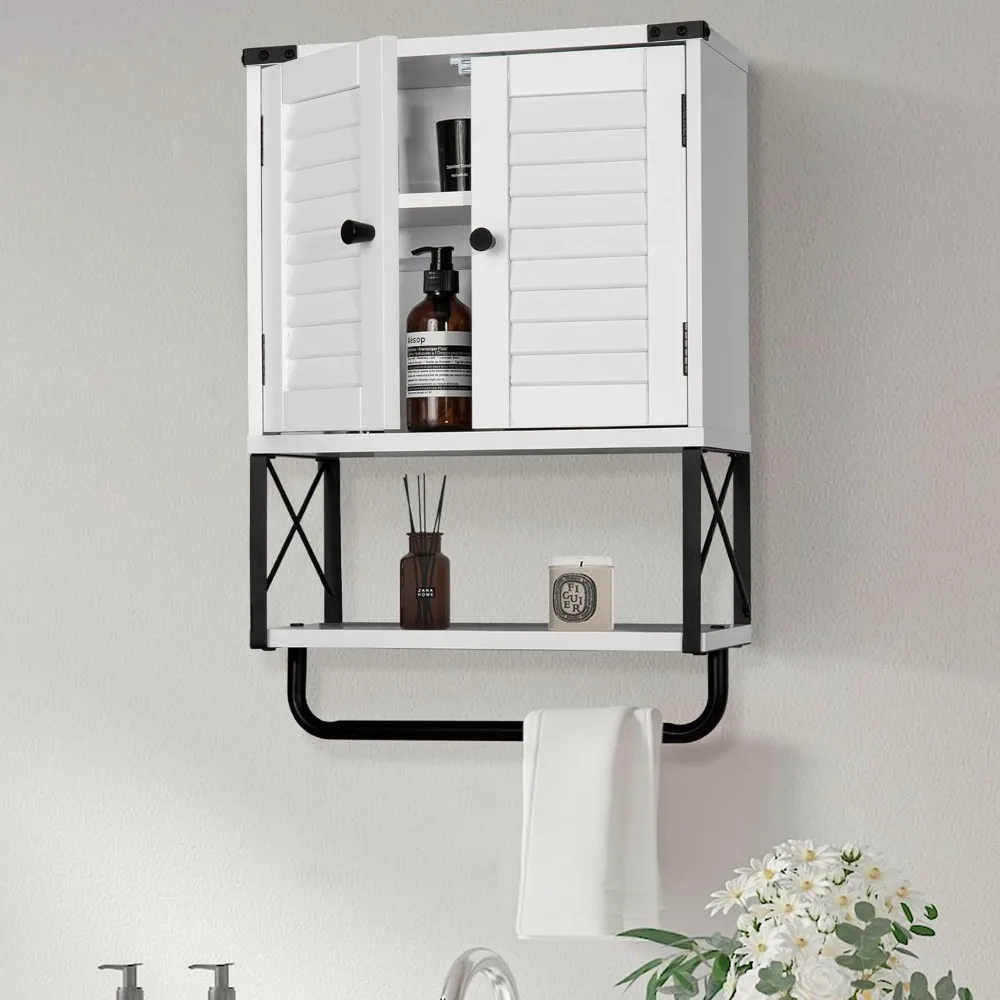 

Bathroom Medicine Wall Cabinet: Stylish Hanging Storage with Louver Doors for Organized Spaces