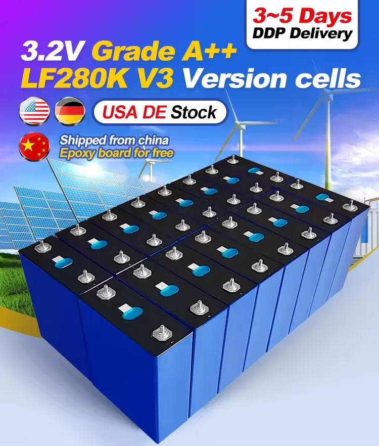 US stock LiFePo4 LF280K 280Ah 3.2V EU US Stock EVE V3 Lithium Battery Cell Prismatic Prismatic Li Ion DIY 12V 24V 48V